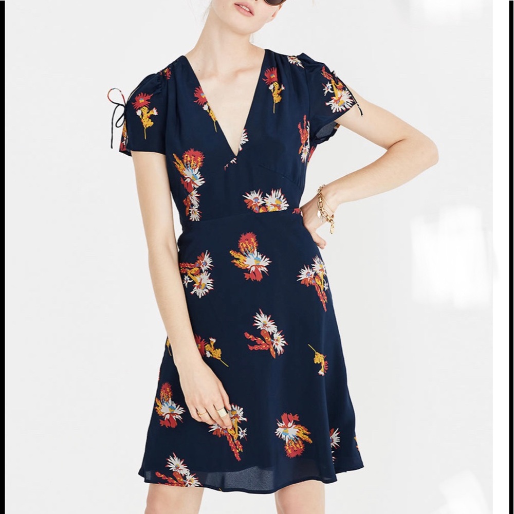 Silk poppy dress in cactus flower